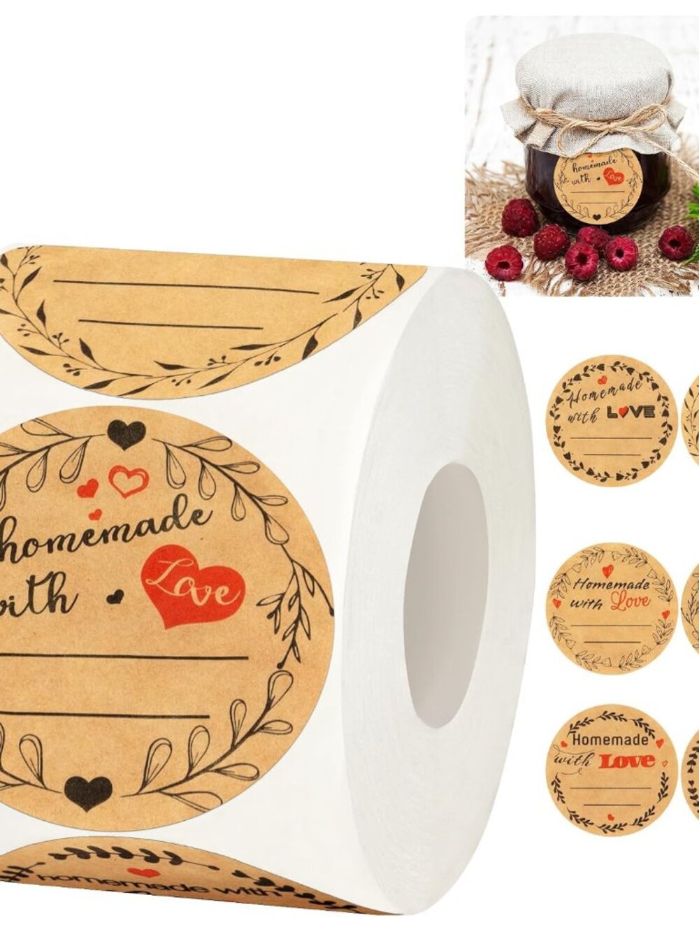 Jam and Jelly Jar Canning Labels for Mason Jars and More2" Round 500/roll with L
